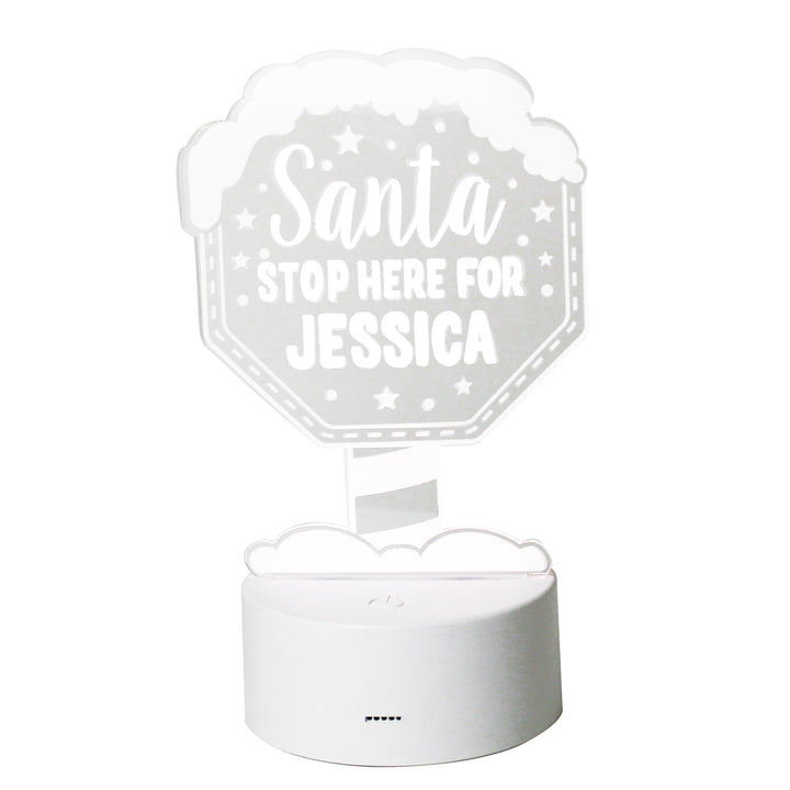 Buy Personalised Santa Stop Here LED Colour Changing Night Light at www.giftsfinder.co.uk