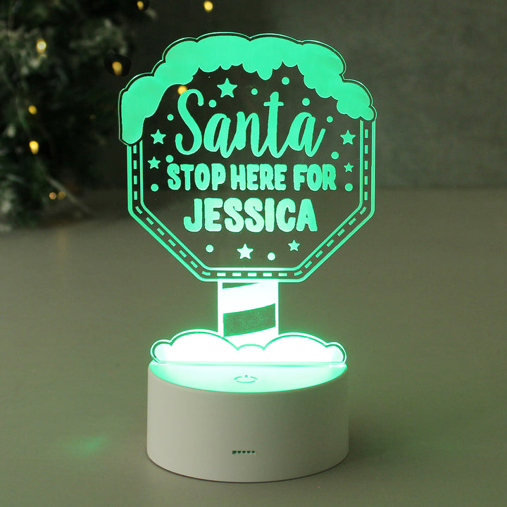 Buy Personalised Santa Stop Here LED Colour Changing Night Light at www.giftsfinder.co.uk