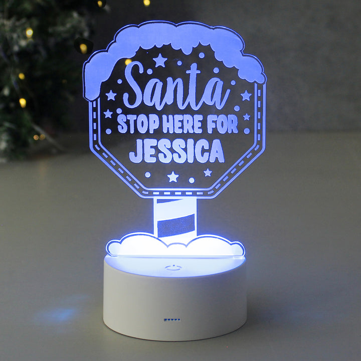 Buy Personalised Santa Stop Here LED Colour Changing Night Light at www.giftsfinder.co.uk