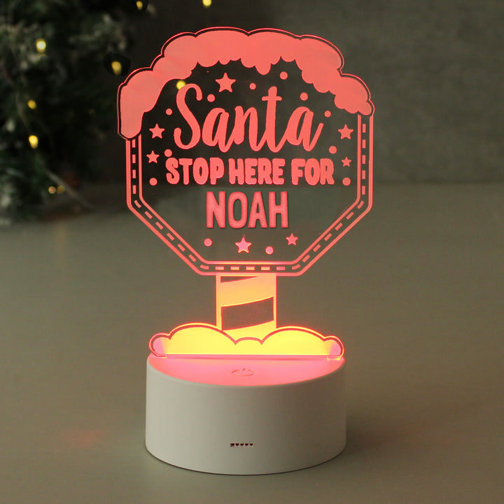 Buy Personalised Santa Stop Here LED Colour Changing Night Light at www.giftsfinder.co.uk