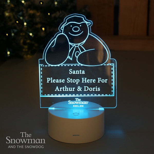 Buy Personalised The Snowman LED Colour Changing Decoration & Night Light at www.giftsfinder.co.uk