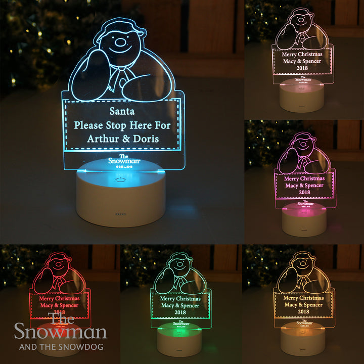 Buy Personalised The Snowman LED Colour Changing Decoration & Night Light at www.giftsfinder.co.uk