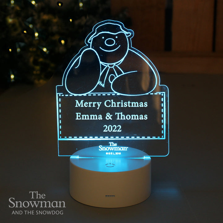 Buy Personalised The Snowman LED Colour Changing Decoration & Night Light at www.giftsfinder.co.uk