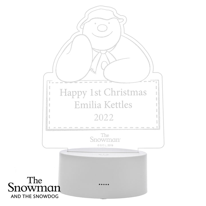 Buy Personalised The Snowman LED Colour Changing Decoration & Night Light at www.giftsfinder.co.uk