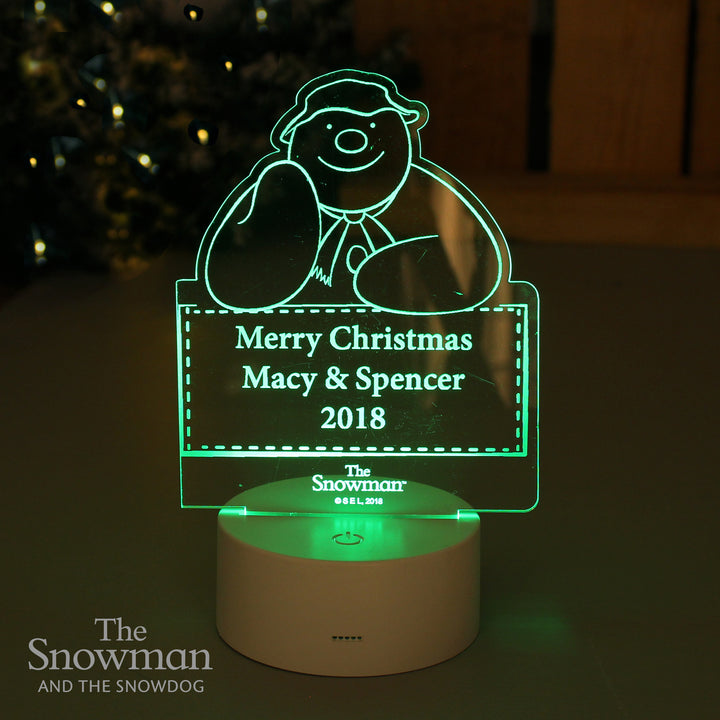 Buy Personalised The Snowman LED Colour Changing Decoration & Night Light at www.giftsfinder.co.uk