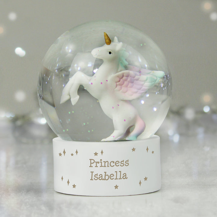 Personalised Unicorn Snow Globe - part of the Gifts Finder Personalised Snow Globes collection