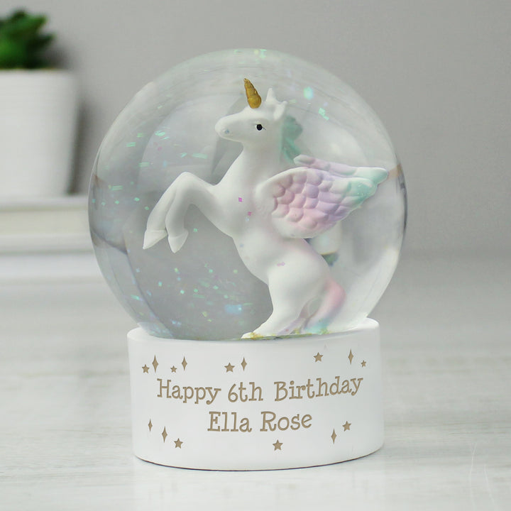 Personalised Unicorn Snow Globe - part of the Gifts Finder Personalised Snow Globes collection