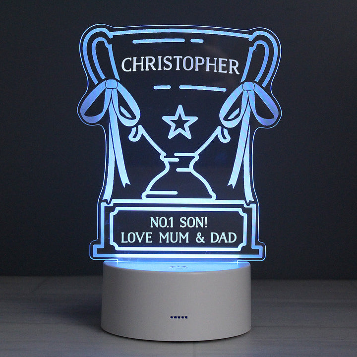 Buy Personalised Trophy LED Colour Changing Night Light at www.giftsfinder.co.uk