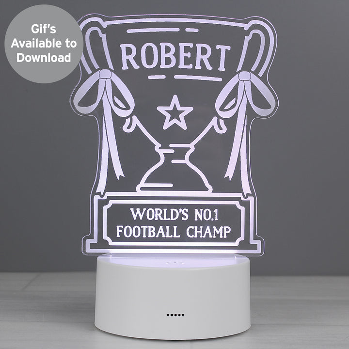 Buy Personalised Trophy LED Colour Changing Night Light at www.giftsfinder.co.uk