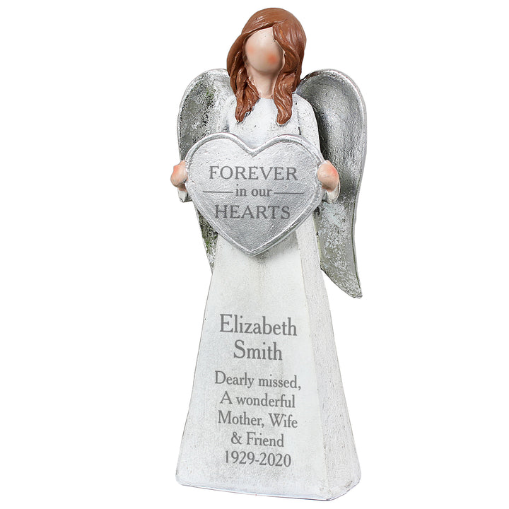 Buy Personalised Forever In Our Hearts Memorial Angel Ornament at www.giftsfinder.co.uk