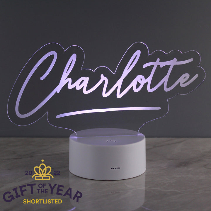 Personalised Free Text LED Colour Changing Desk Night Light - part of the Gifts Finder Personalised Ornaments & Keepsakes collection