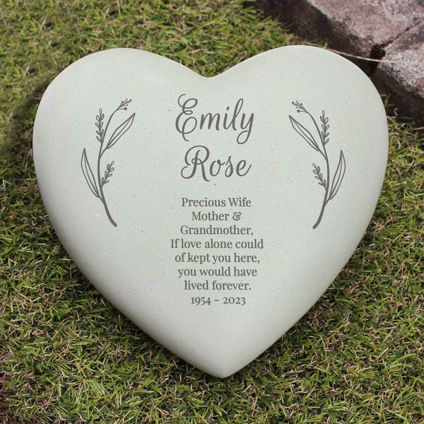 Buy Personalised Free Text Heart Memorial available now at www.giftsfinder.co.uk