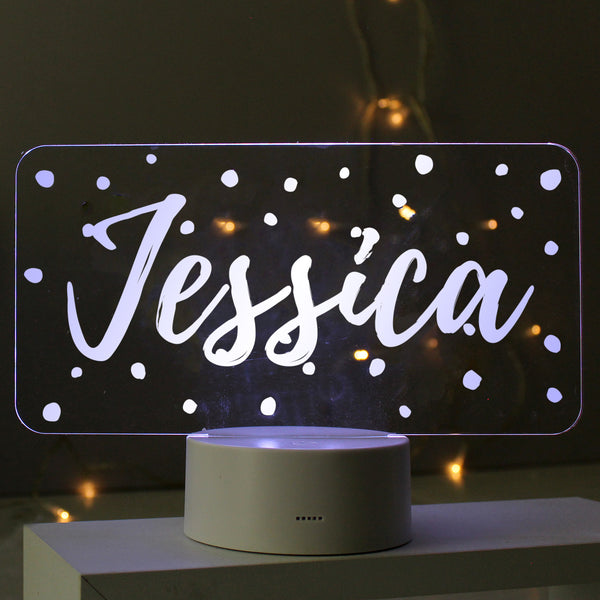 Buy Personalised Polka-dot Name only LED Colour Changing Night Light at www.giftsfinder.co.uk