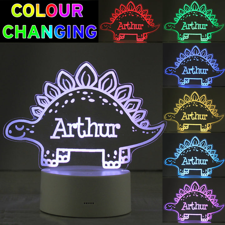 Personalised Dinosaur LED Colour Changing Night Light - part of the Gifts Finder Personalised Childrens Night Lights & Lamps collection