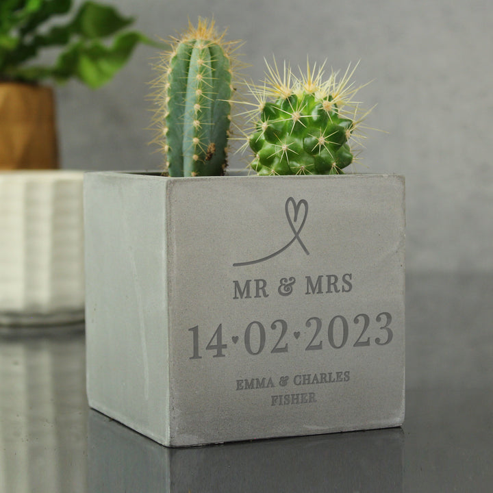 Buy Personalised Large Date Concrete Plant Pot available now at www.giftsfinder.co.uk