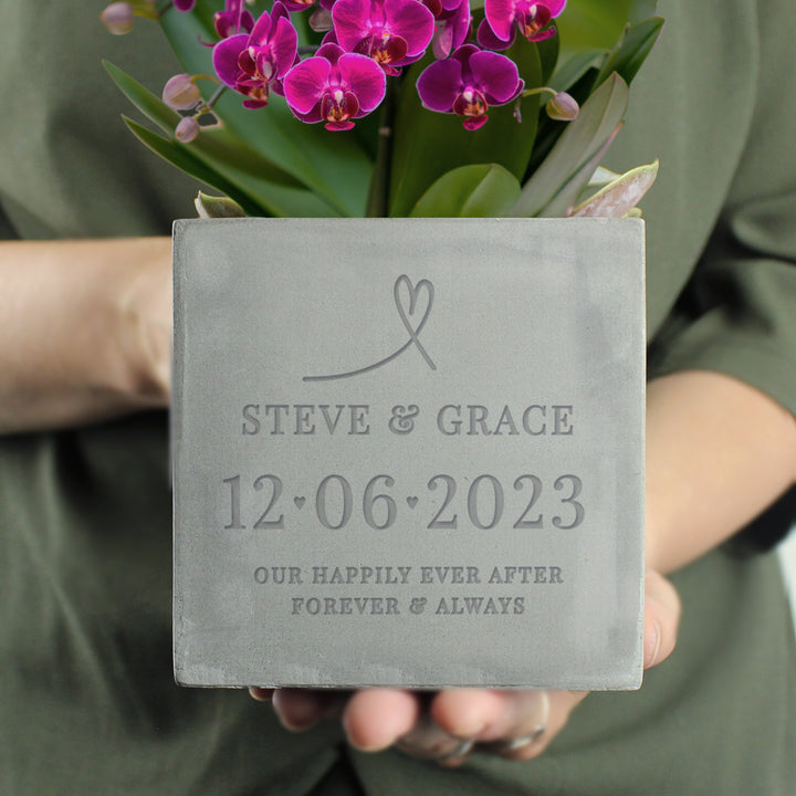 Buy Personalised Large Date Concrete Plant Pot available now at www.giftsfinder.co.uk