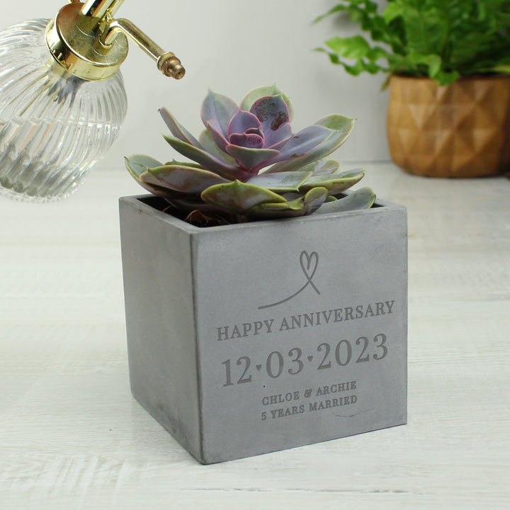 Buy Personalised Large Date Concrete Plant Pot available now at www.giftsfinder.co.uk