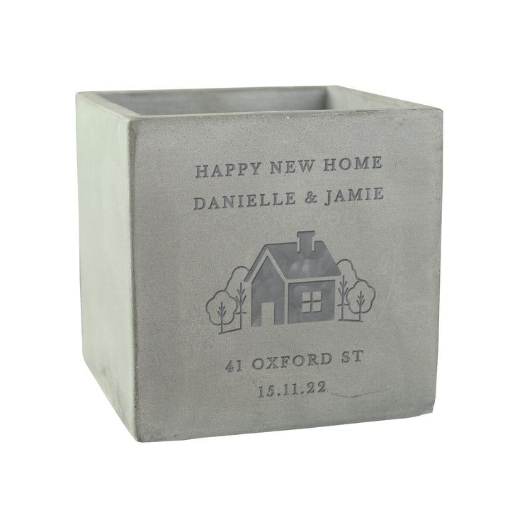 Buy Personalised New Home Concrete Plant Pot at www.giftsfinder.co.uk