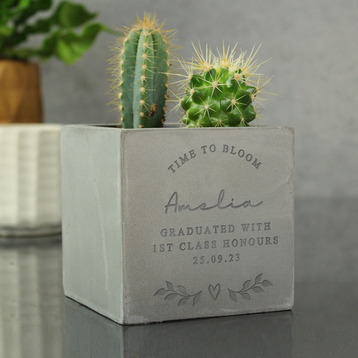 Buy Personalised Free Text Concrete Plant Pot available now at www.giftsfinder.co.uk