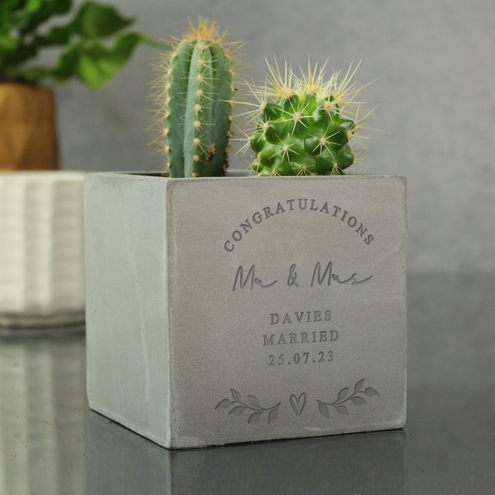 Buy Personalised Free Text Concrete Plant Pot available now at www.giftsfinder.co.uk