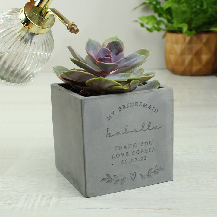 Buy Personalised Free Text Concrete Plant Pot available now at www.giftsfinder.co.uk