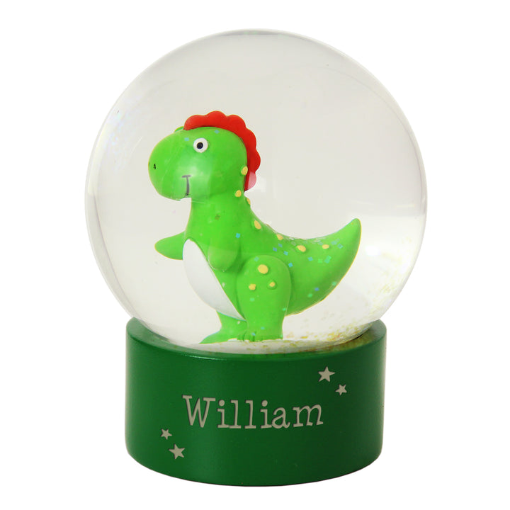 Personalised Name Only Dinosaur Glitter Snow Globe - part of the Gifts Finder Personalised Snow Globes collection