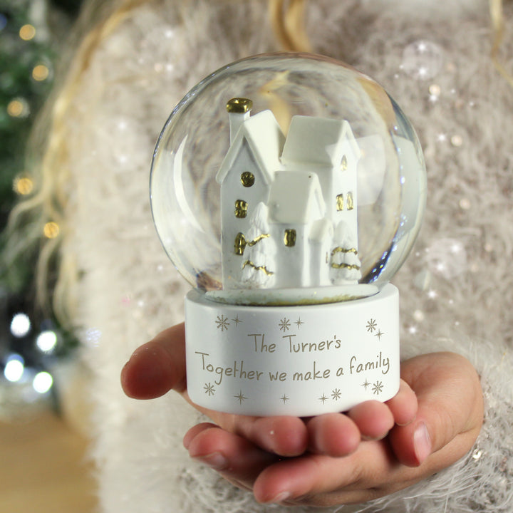 Personalised Message Village Glitter Snow Globe - part of the Gifts Finder Personalised Snow Globes collection