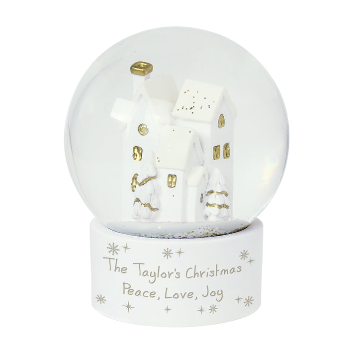 Personalised Message Village Glitter Snow Globe - part of the Gifts Finder Personalised Snow Globes collection