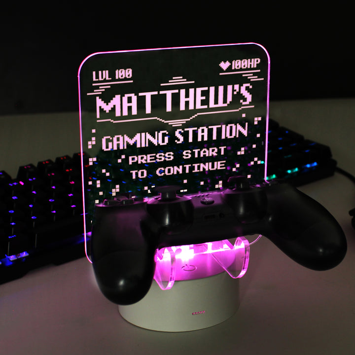 Personalised Gaming Controller Holder LED Colour Changing Light - part of the Gifts Finder Personalised Christmas Decorations collection