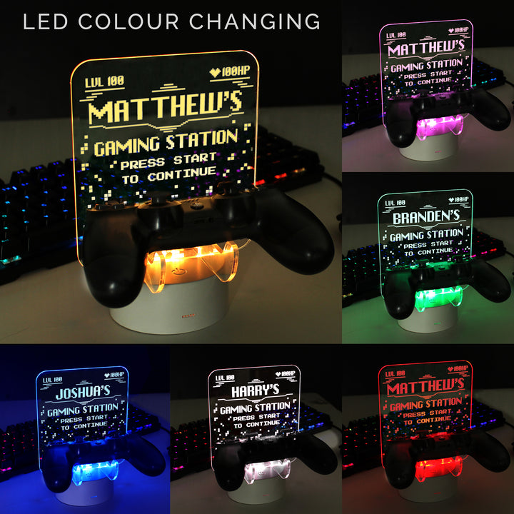 Personalised Gaming Controller Holder LED Colour Changing Light - part of the Gifts Finder Personalised Christmas Decorations collection