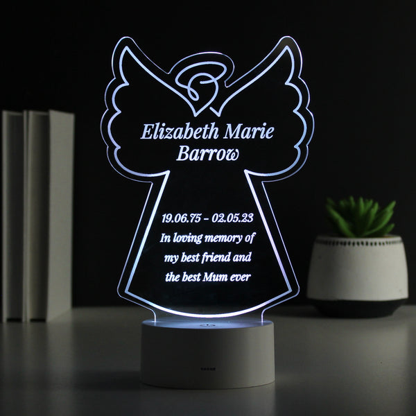 Buy Personalised Free Text Angel Memorial Colour Changing LED Light available now at www.giftsfinder.co.uk