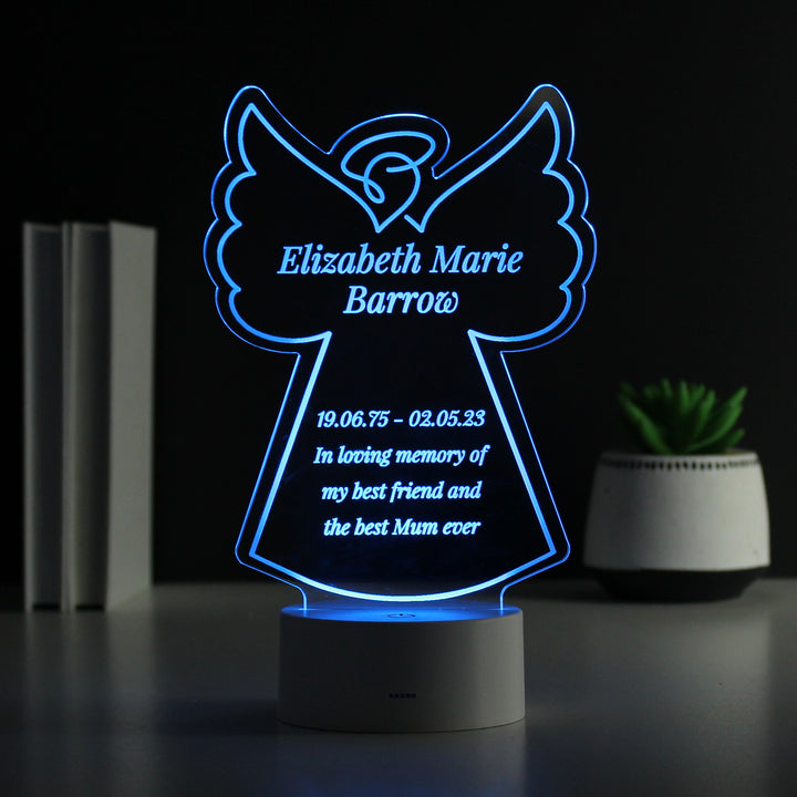 Buy Personalised Free Text Angel Memorial Colour Changing LED Light available now at www.giftsfinder.co.uk