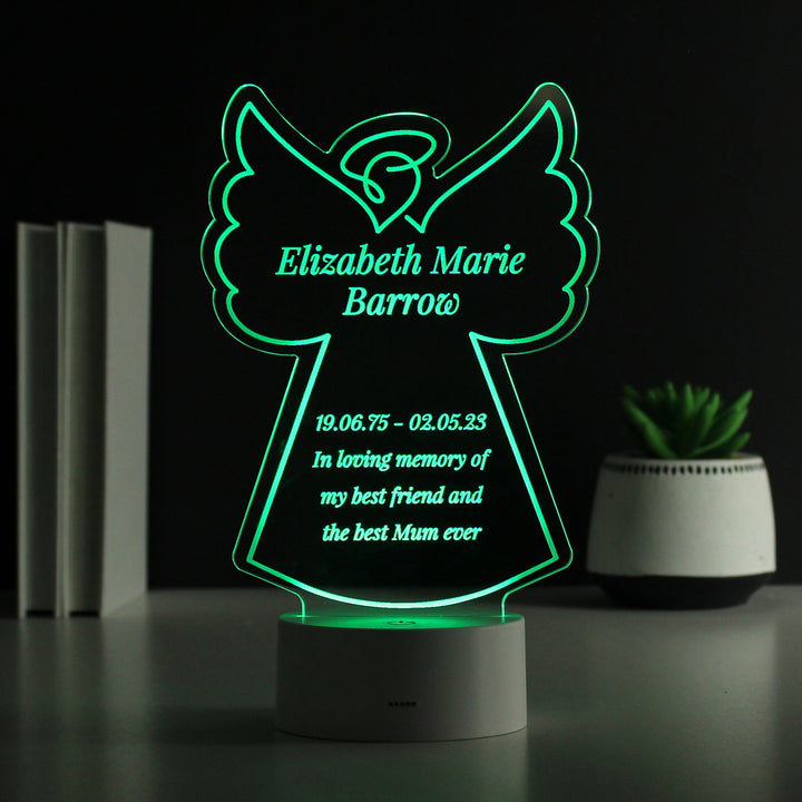 Buy Personalised Free Text Angel Memorial Colour Changing LED Light available now at www.giftsfinder.co.uk