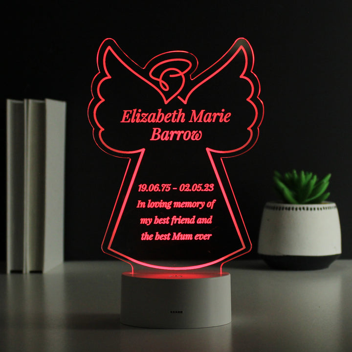 Buy Personalised Free Text Angel Memorial Colour Changing LED Light available now at www.giftsfinder.co.uk