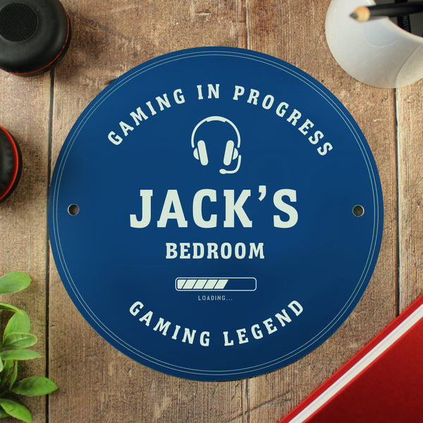 Personalised Gaming Blue Plaque - part of the Personalised House Signs & Plaques collection