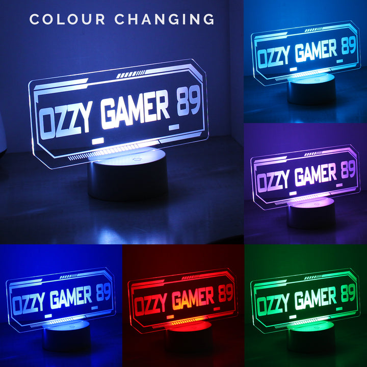 Buy Personalised Gamer Tag LED Colour Changing Night Light available now at www.giftsfinder.co.uk