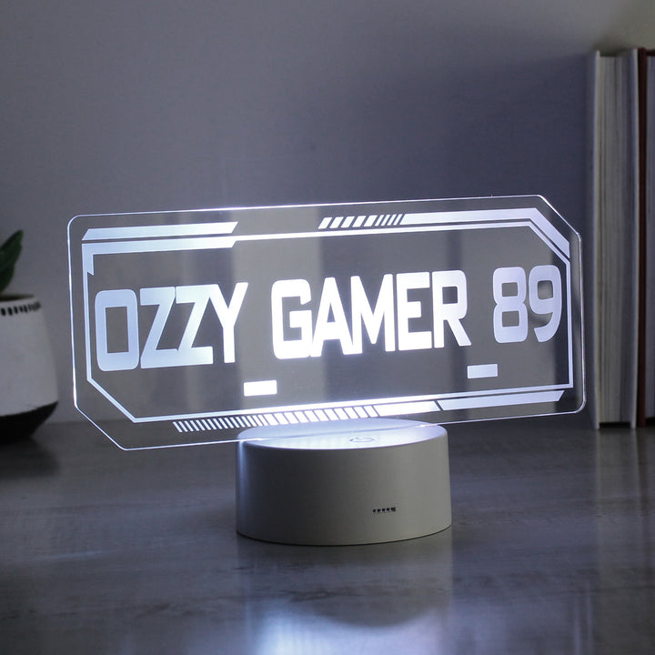 Buy Personalised Gamer Tag LED Colour Changing Night Light available now at www.giftsfinder.co.uk