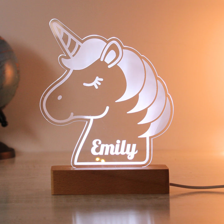 Personalised Unicorn Wooden Based LED Light in gift category Personalised LED Lights & Candles