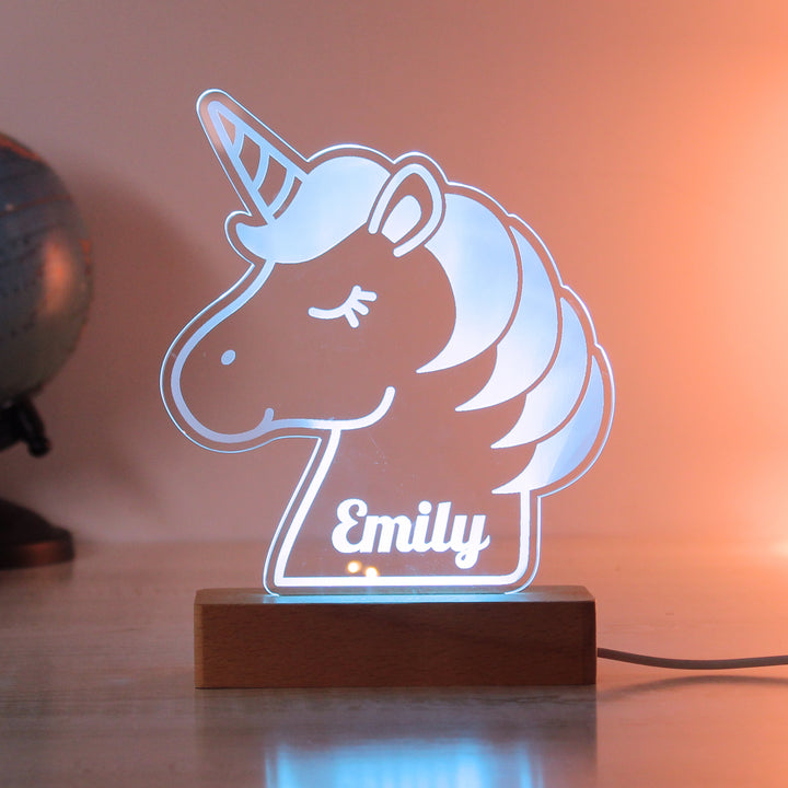 Personalised Unicorn Wooden Based LED Light in gift category Personalised LED Lights & Candles