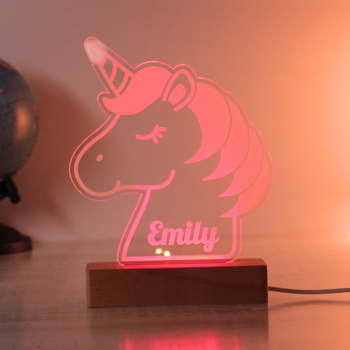 Personalised Unicorn Wooden Based LED Light in gift category Personalised LED Lights & Candles