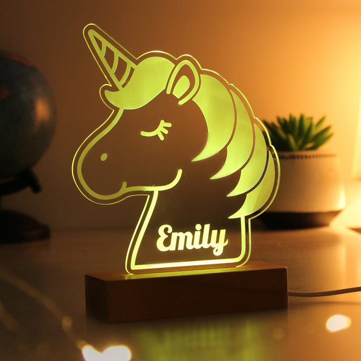 Personalised Unicorn Wooden Based LED Light in gift category Personalised LED Lights & Candles