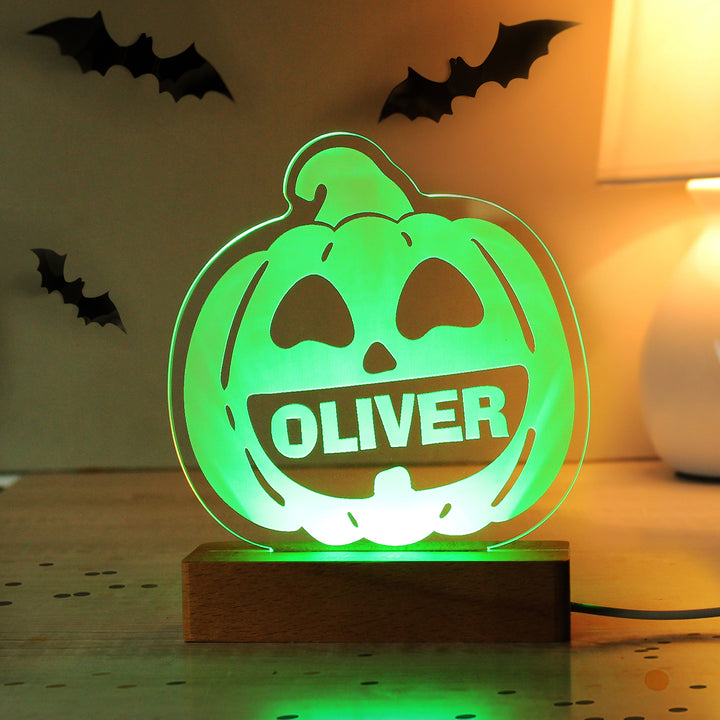 Personalised Pumpkin Wooden LED Light - part of the Gifts Finder Personalised LED Lights & Candles collection