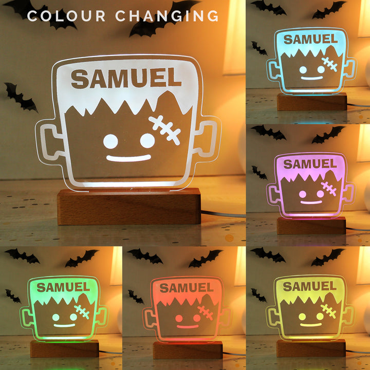 Buy Personalised Frankenstein Wooden LED Light available now at www.giftsfinder.co.uk