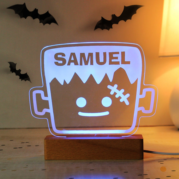 Buy Personalised Frankenstein Wooden LED Light available now at www.giftsfinder.co.uk