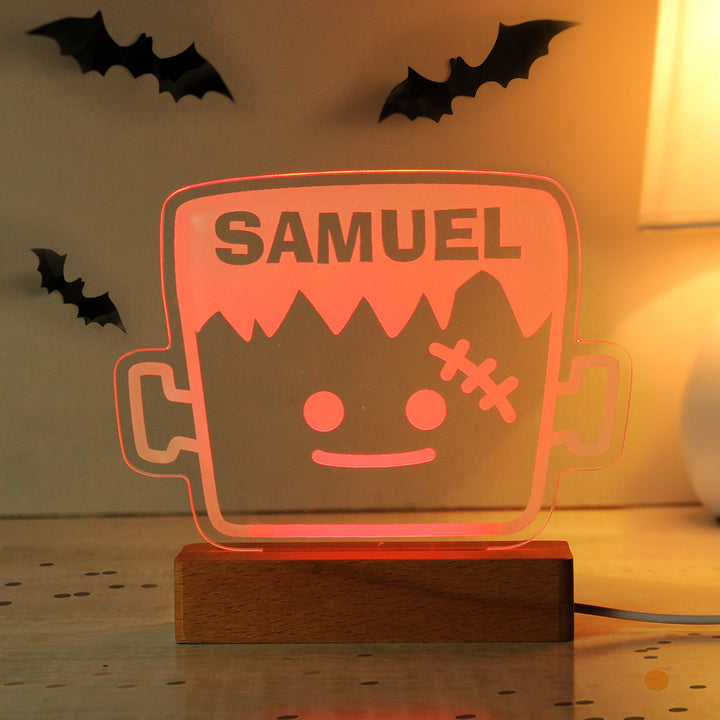 Buy Personalised Frankenstein Wooden LED Light available now at www.giftsfinder.co.uk