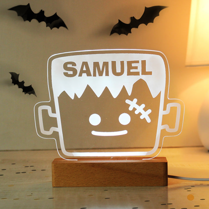 Buy Personalised Frankenstein Wooden LED Light available now at www.giftsfinder.co.uk