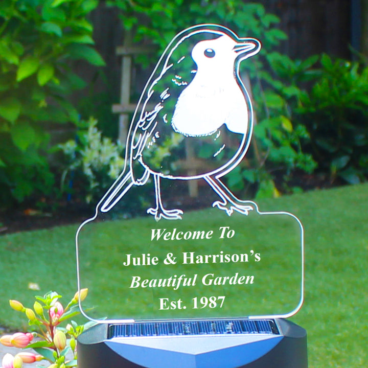 Personalised Robin Memorial Outdoor Solar Light in gift category Personalised LED Lights & Candles