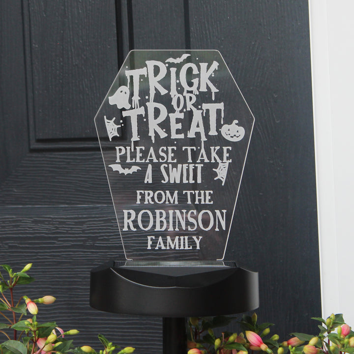 Personalised Trick or Treat Halloween Solar Light in gift category Personalised LED Lights & Candles