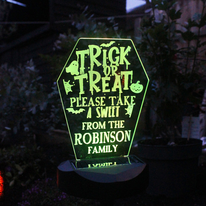 Personalised Trick or Treat Halloween Solar Light in gift category Personalised LED Lights & Candles