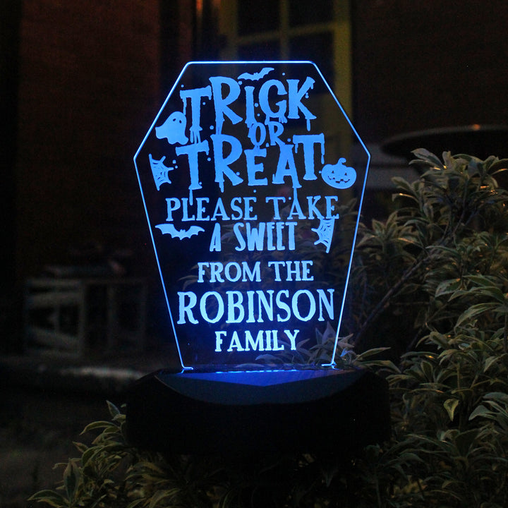 Personalised Trick or Treat Halloween Solar Light in gift category Personalised LED Lights & Candles